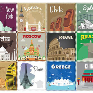 4" X 4" World Traveler Peel And Stick Removable Tiles