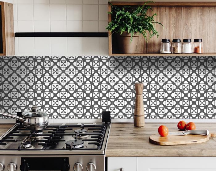 Dark Gray And White Coli Peel And Stick Tiles - 4" x 4"