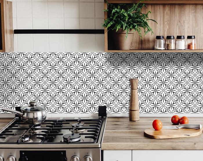 Black And White Silo Peel And Stick Removable Tiles - 4" x 4"