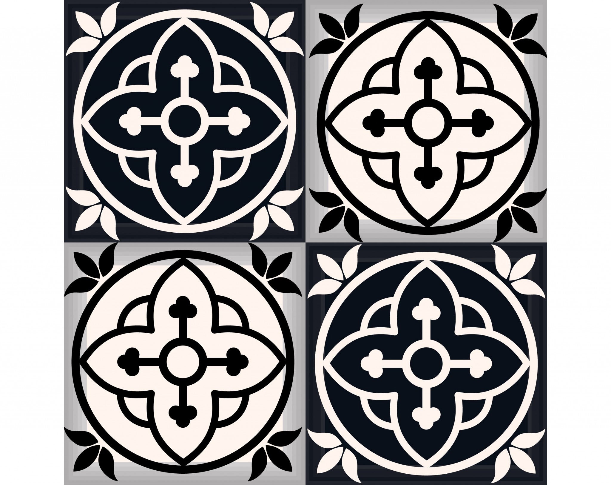 4" X 4" Black And White Rory Peel And Stick Removable Tiles