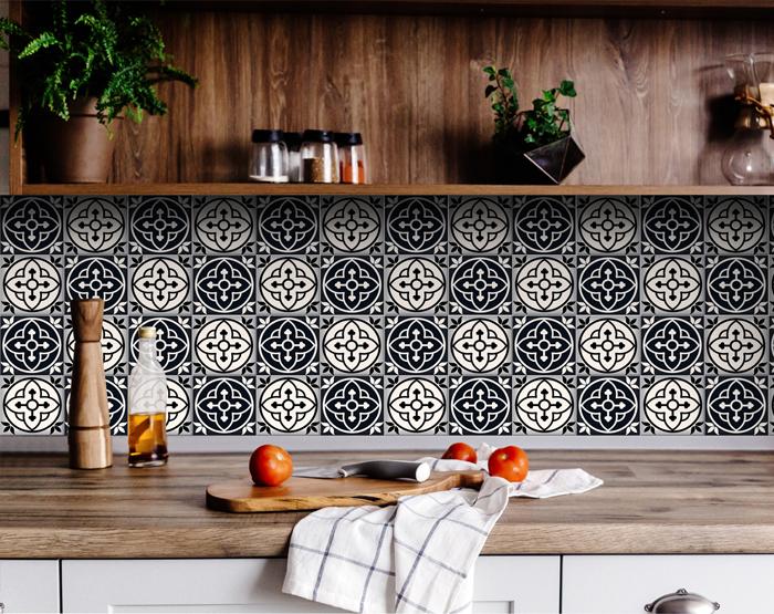 4" X 4" Black And White Rory Peel And Stick Removable Tiles