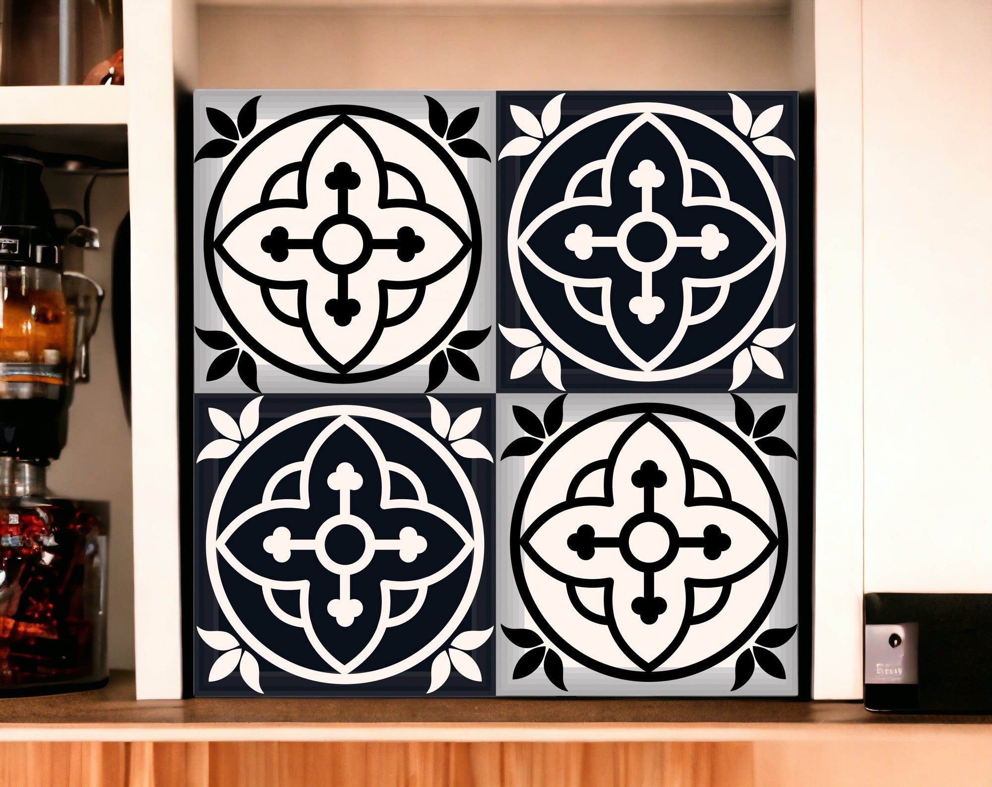 4" X 4" Black And White Rory Peel And Stick Removable Tiles