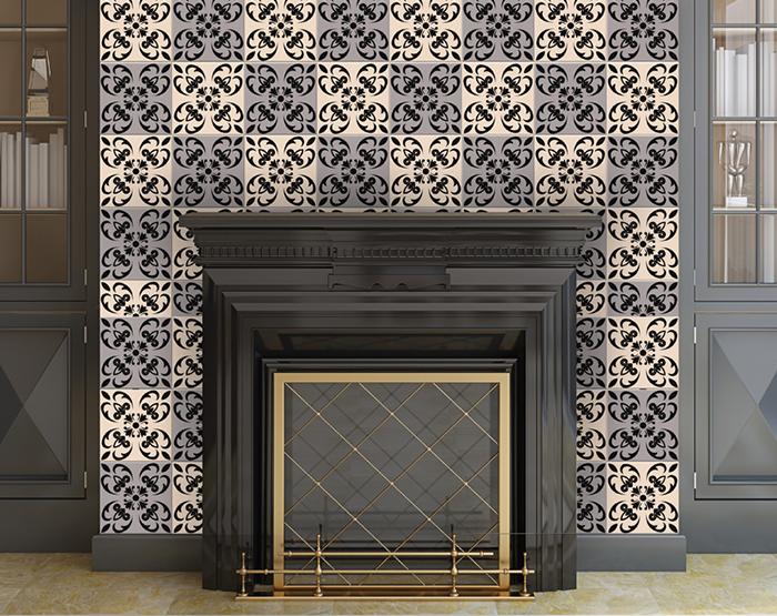 4" X 4" Light Grey And Cream Orchid Peel And Stick Removable Tiles