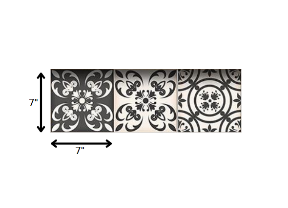 4" X 4" Charcoal And White Mosaic Peel And Stick Removable Tiles