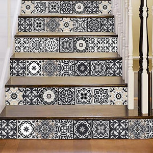 4" X 4" Black White And Tan Peel And Stick Removable Tiles