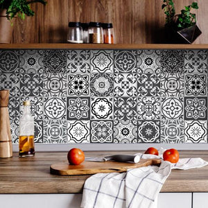 4" X 4" Shades Of Black Mosaic Peel And Stick Removable Tiles