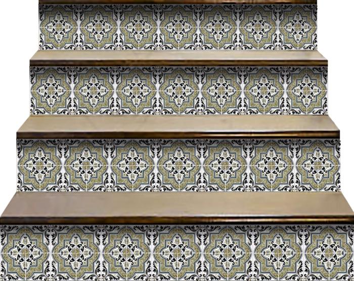 Vintage Sage Medallion Peel And Stick Removable Tiles - 4" x 4"