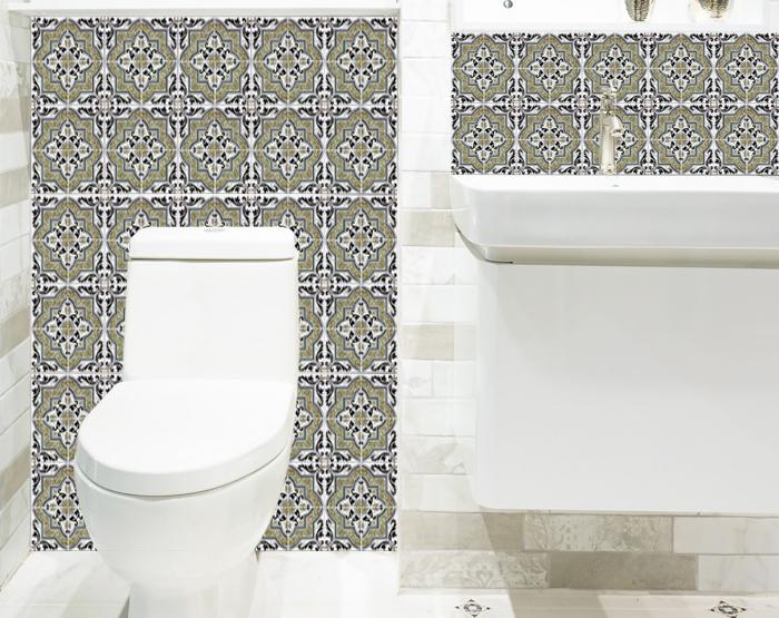 Vintage Sage Medallion Peel And Stick Removable Tiles - 4" x 4"