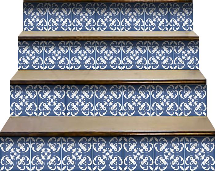 Wedgwood Blue And White Peel And Stick Removable Tiles 4" x 4"