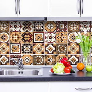 4" X 4" Shades Of Brown Mosaic Peel And Stick Removable Tiles