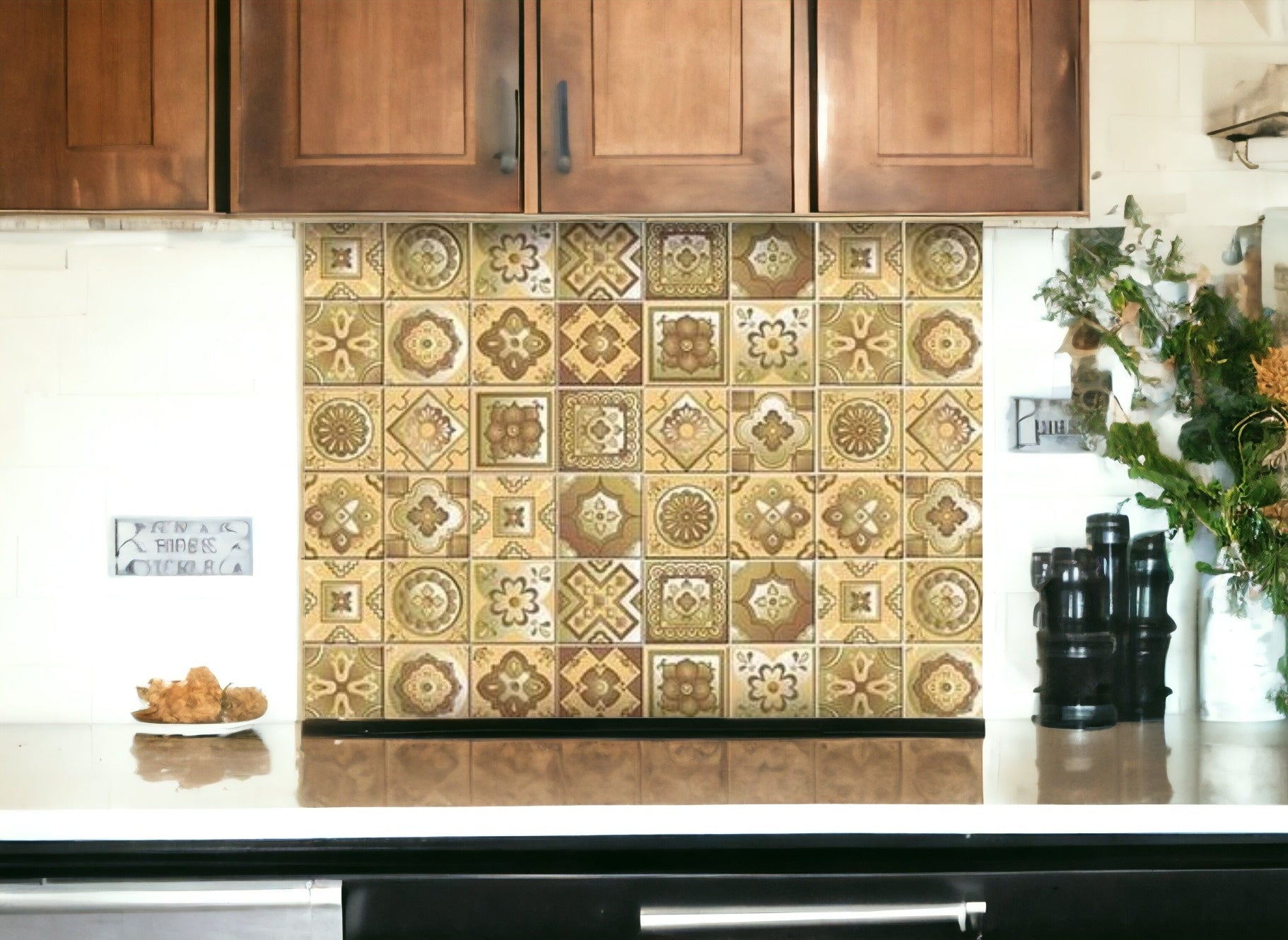 Vintage Beige And White Peel And Stick Removable Tiles 4" X 4"