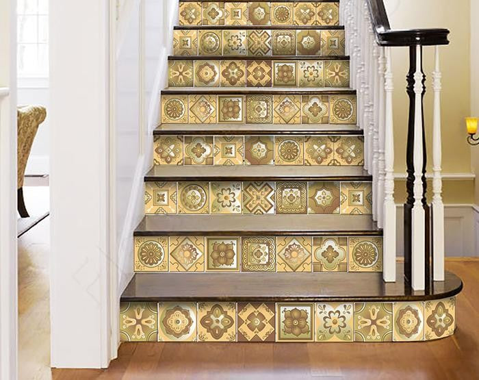 Vintage Beige And White Peel And Stick Removable Tiles 4" X 4"