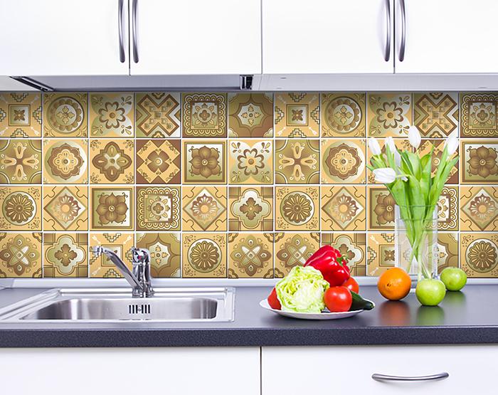 Vintage Beige And White Peel And Stick Removable Tiles 4" X 4"