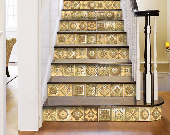 Vintage Beige And White Peel And Stick Removable Tiles 4" X 4"