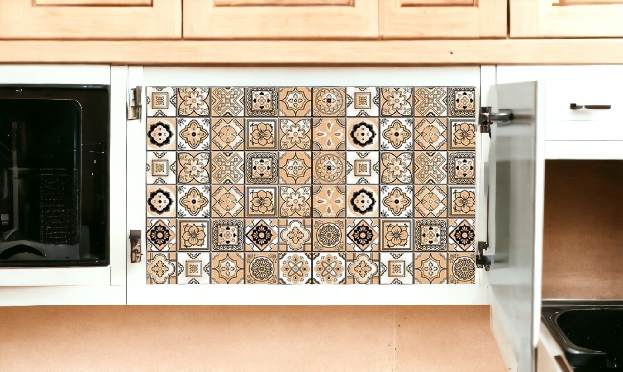 4" X 4" Shades Of Taupe Mosaic Peel And Stick Removable Tiles