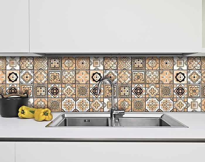 4" X 4" Shades Of Taupe Mosaic Peel And Stick Removable Tiles