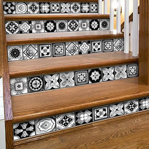 4" X 4" Black White And Gray Mosaic Peel And Stick Removable Tiles