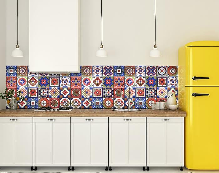 4" X 4" Mediterra Terra Cotta Mosaic Peel And Stick Removable Tiles