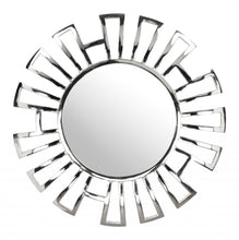 Silver Geometric Design Round Mirror