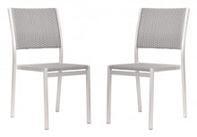 Set of Two Silver Armless Chairs