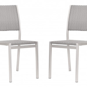Set of Two Silver Armless Chairs