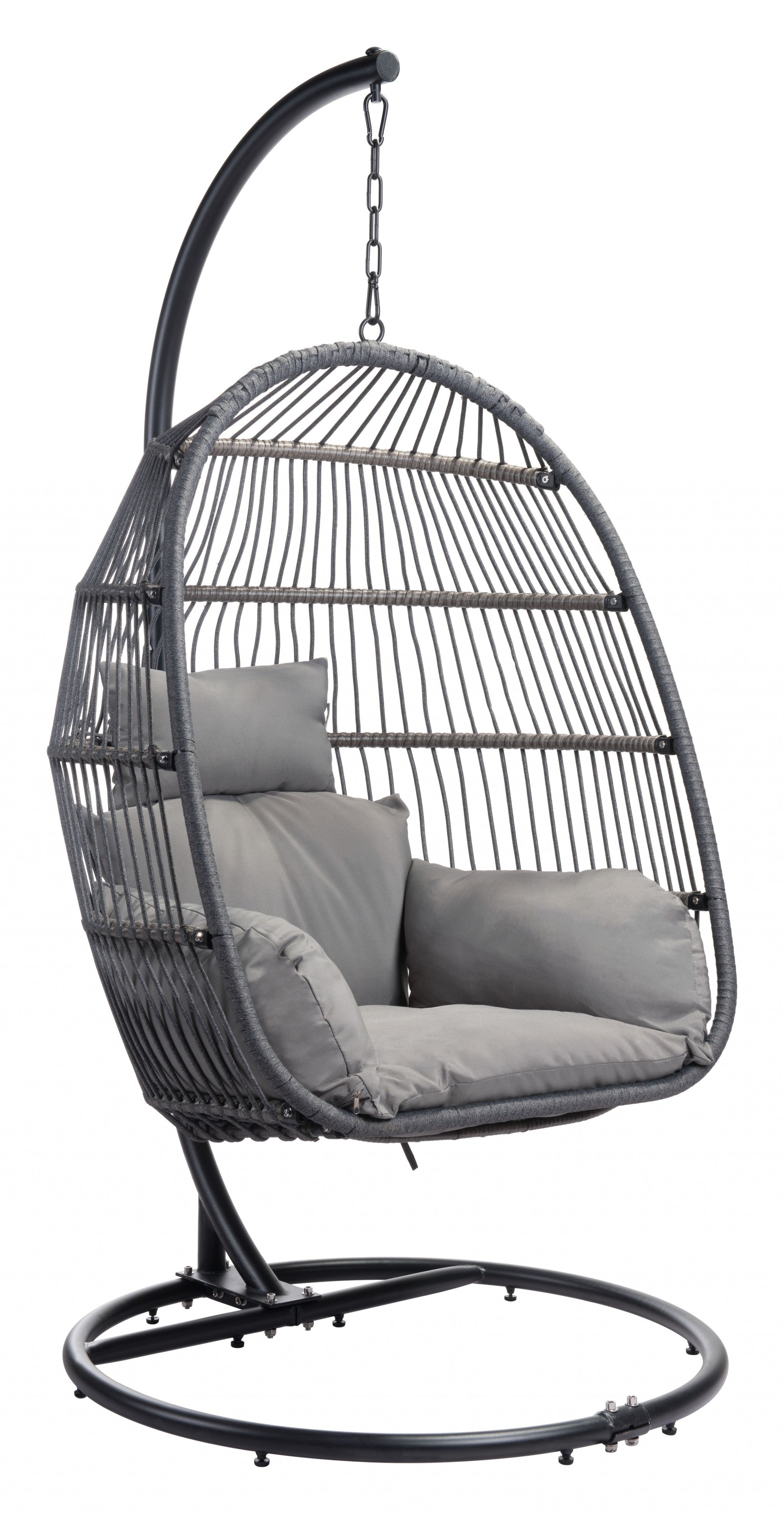Silla colgante de tejido de cesta gris