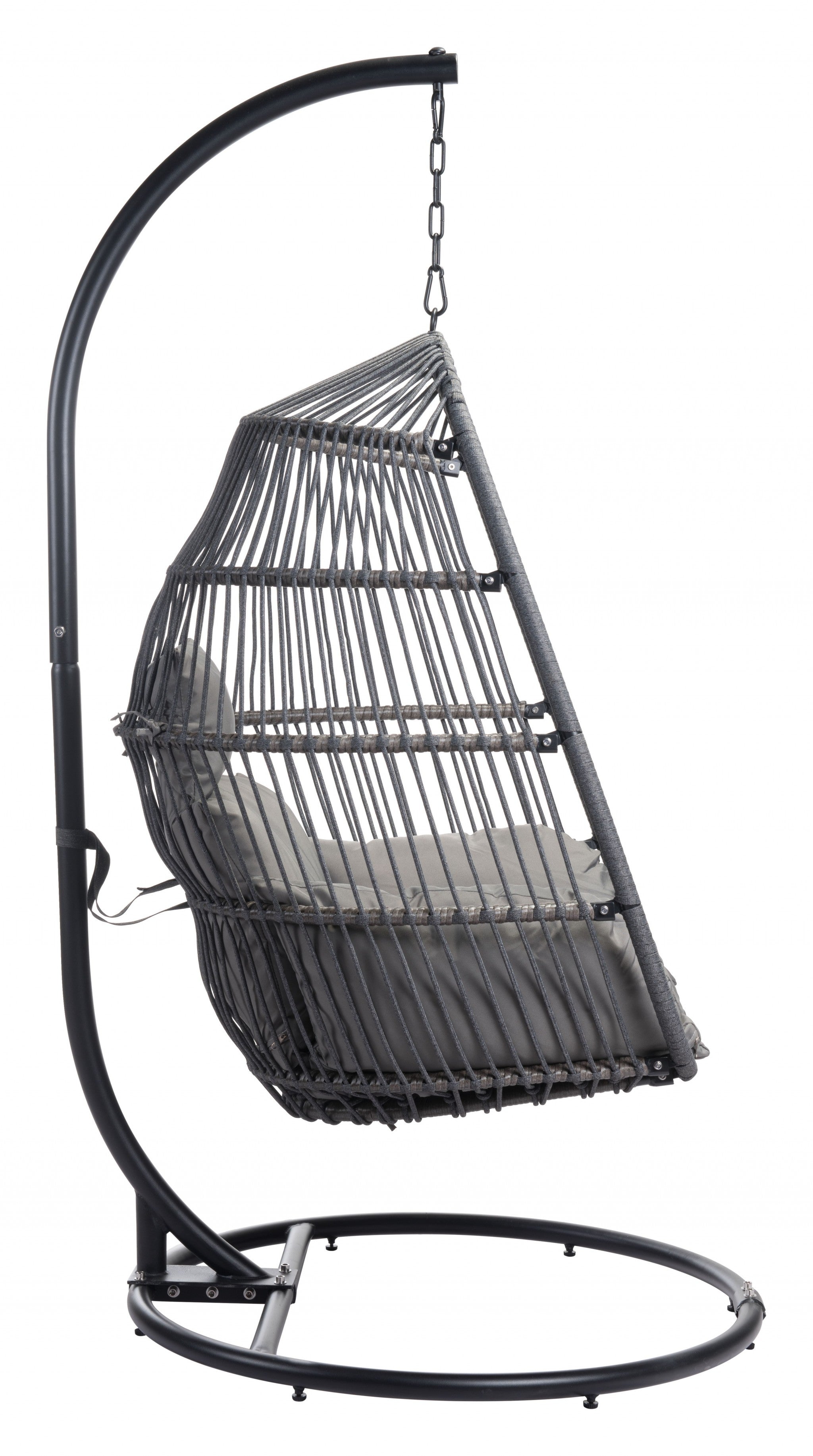 Silla colgante de tejido de cesta gris