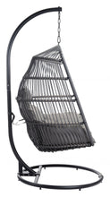 Silla colgante de tejido de cesta gris
