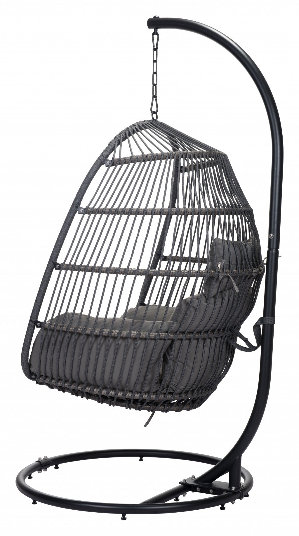 Silla colgante de tejido de cesta gris