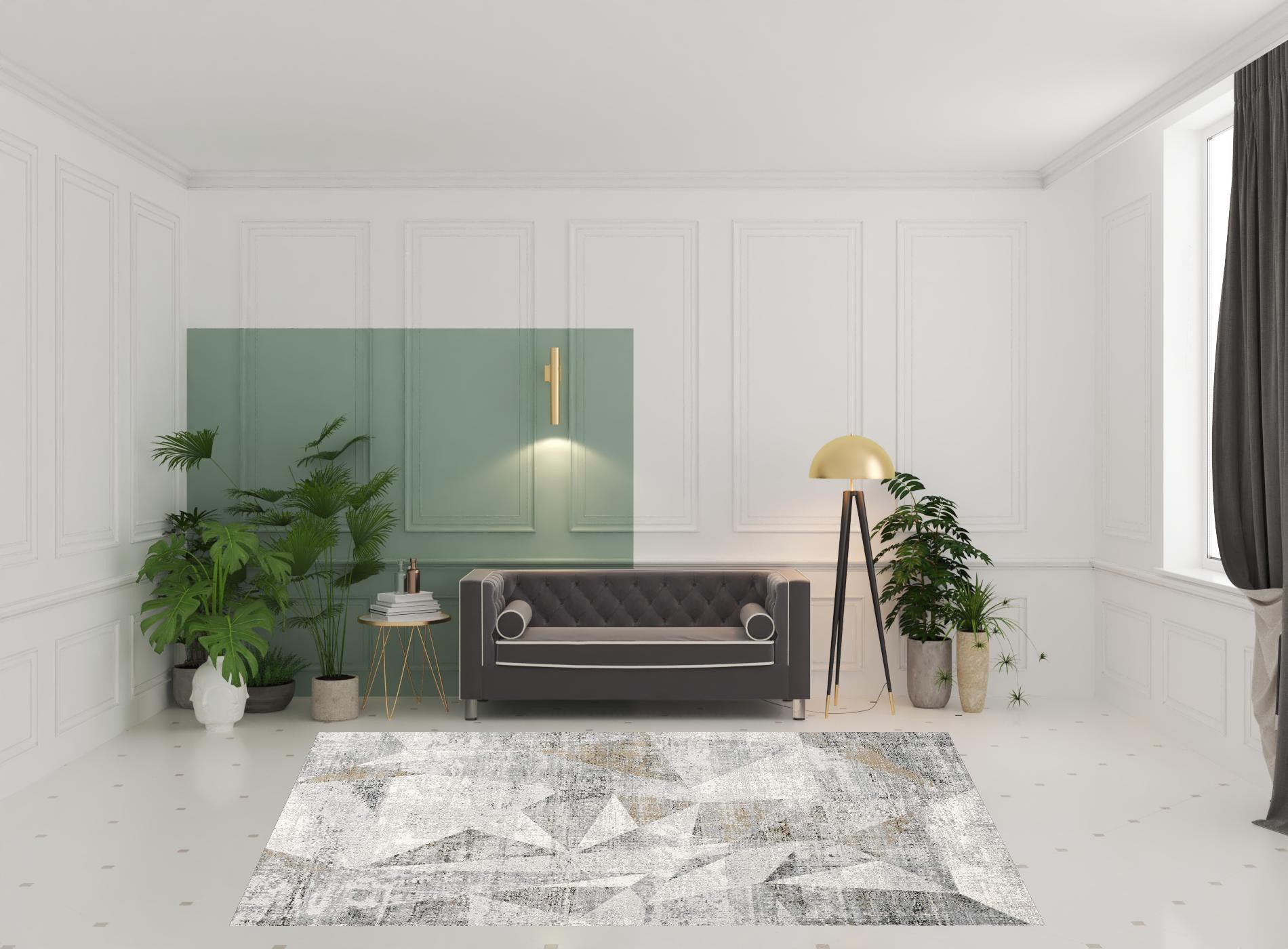 5’ X 8’ Gray Distressed Prism Modern Area Rug