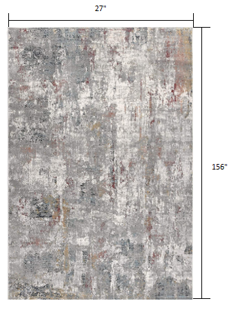 2’ X 10’ Gray And Ivory Abstract Runner Rug