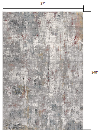 2’ X 10’ Gray And Ivory Abstract Runner Rug