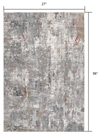 2’ X 10’ Gray And Ivory Abstract Runner Rug