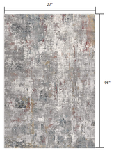 2’ X 10’ Gray And Ivory Abstract Runner Rug