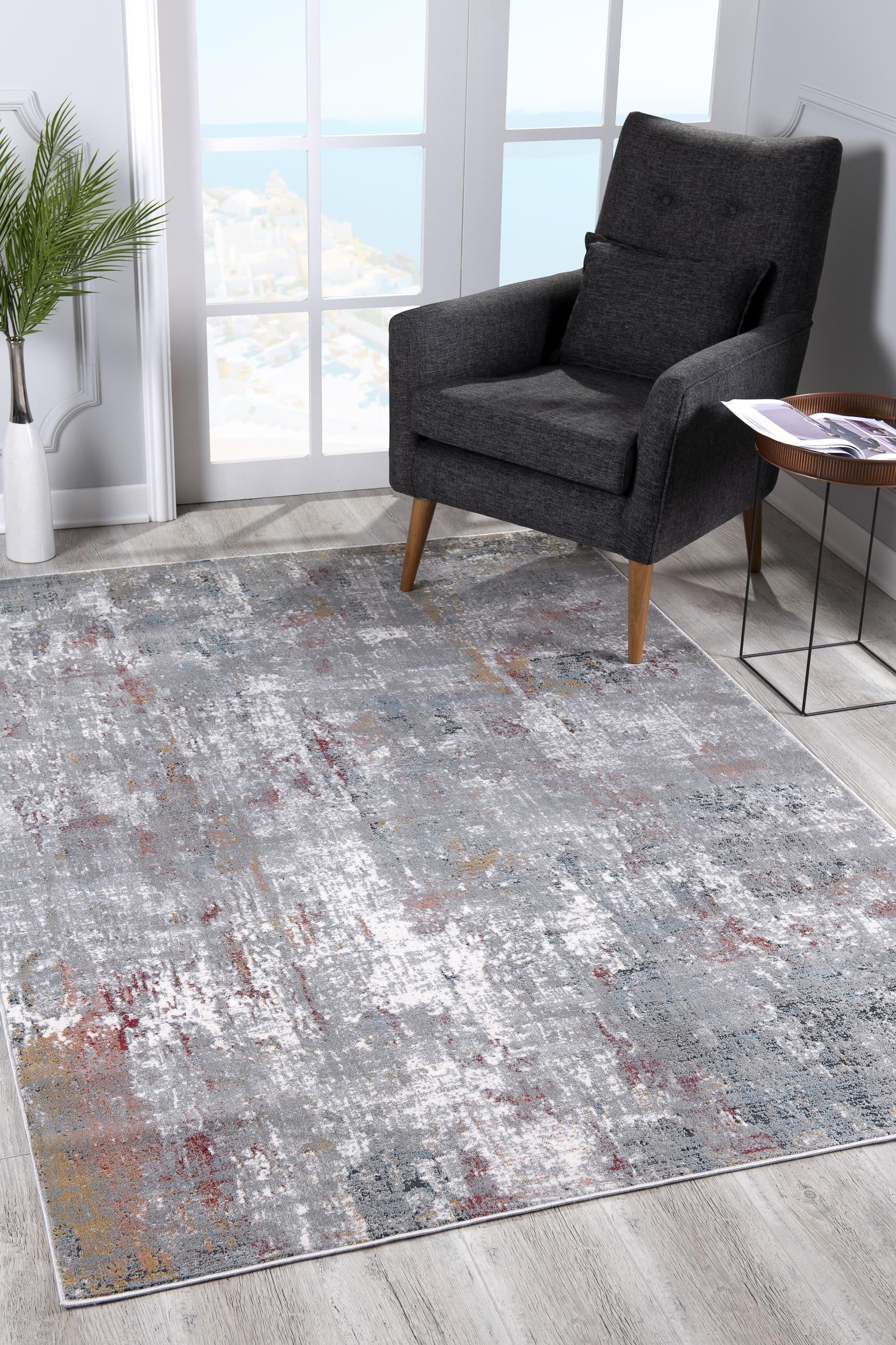 2’ X 10’ Gray And Ivory Abstract Runner Rug