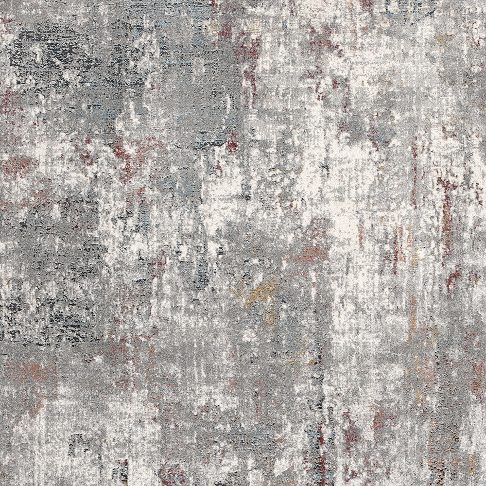 2’ X 10’ Gray And Ivory Abstract Runner Rug