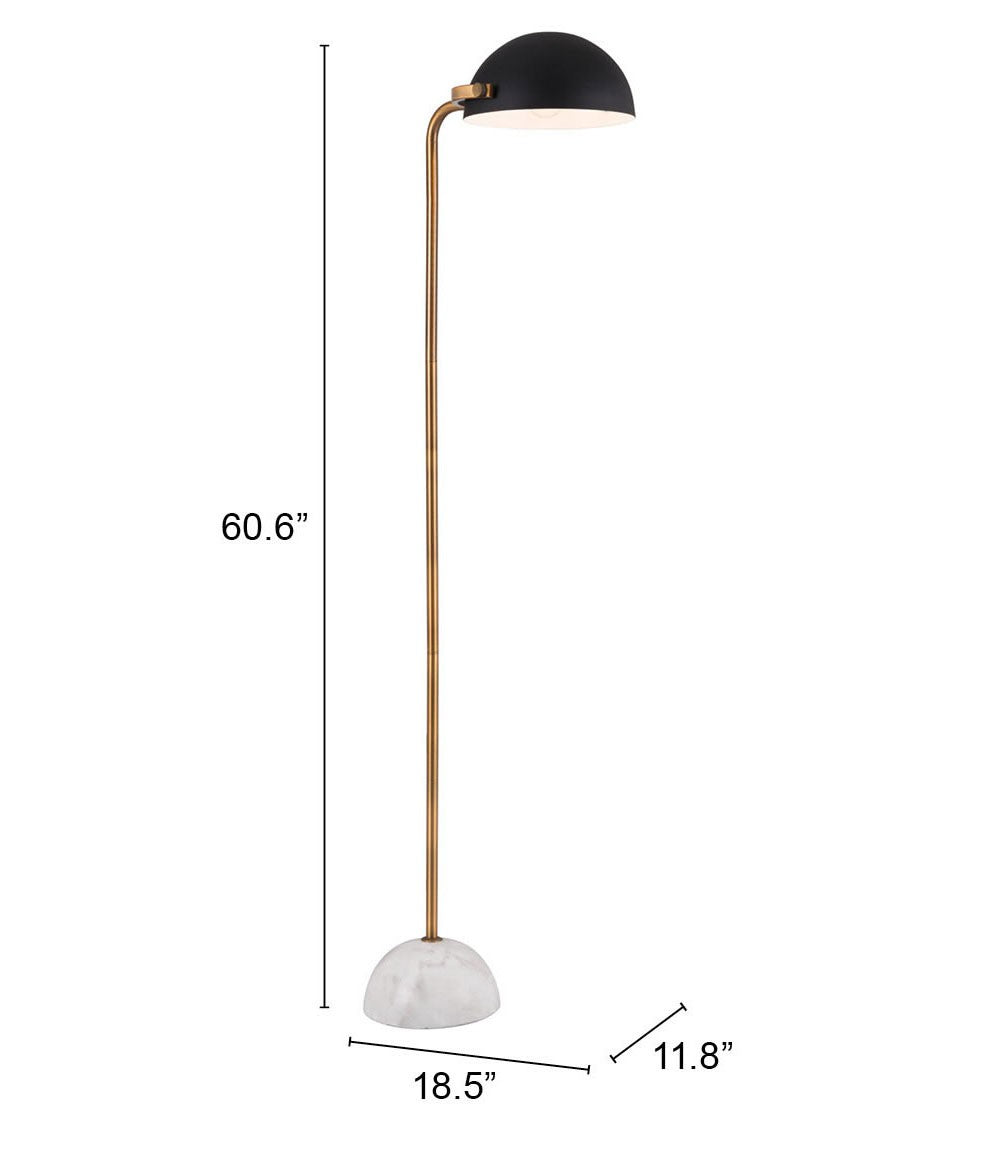 Black and Gold with White Marble Floor Lamp 61"