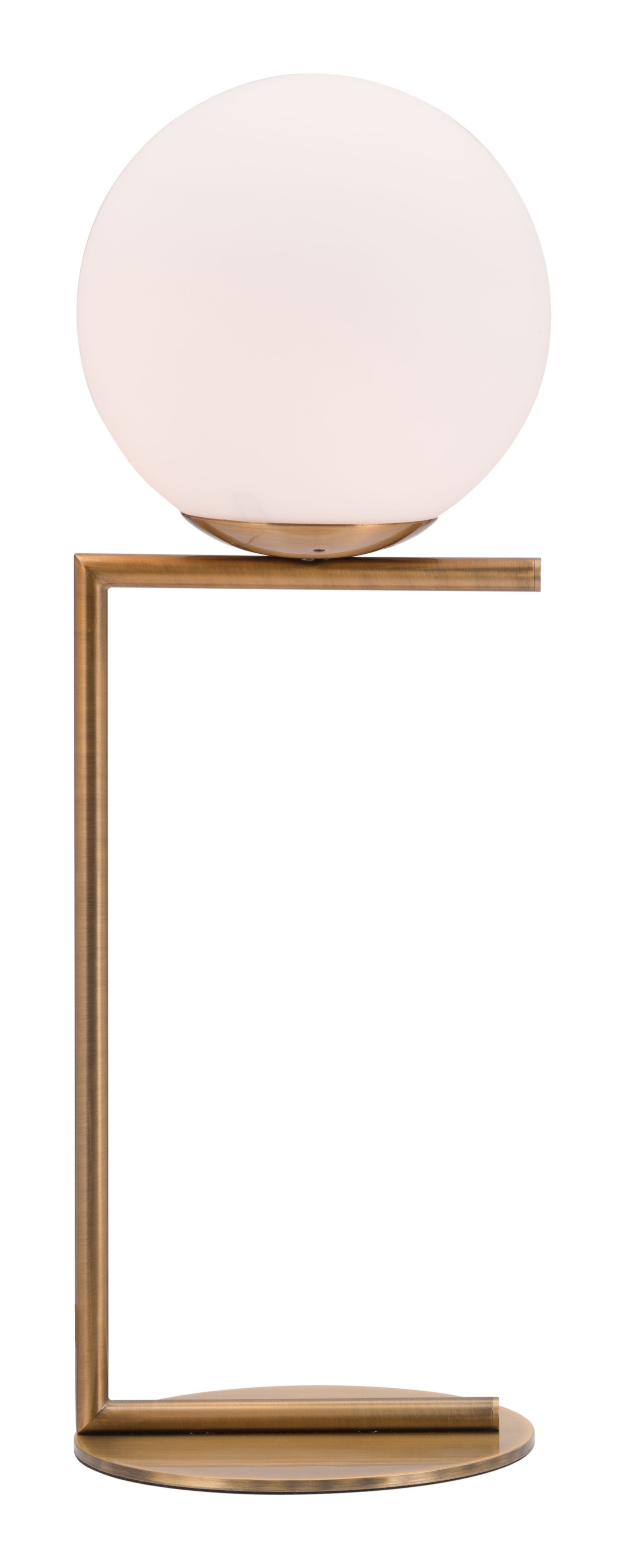 65" Brass Metal Bedside Table Lamp With Off White Globe Shade