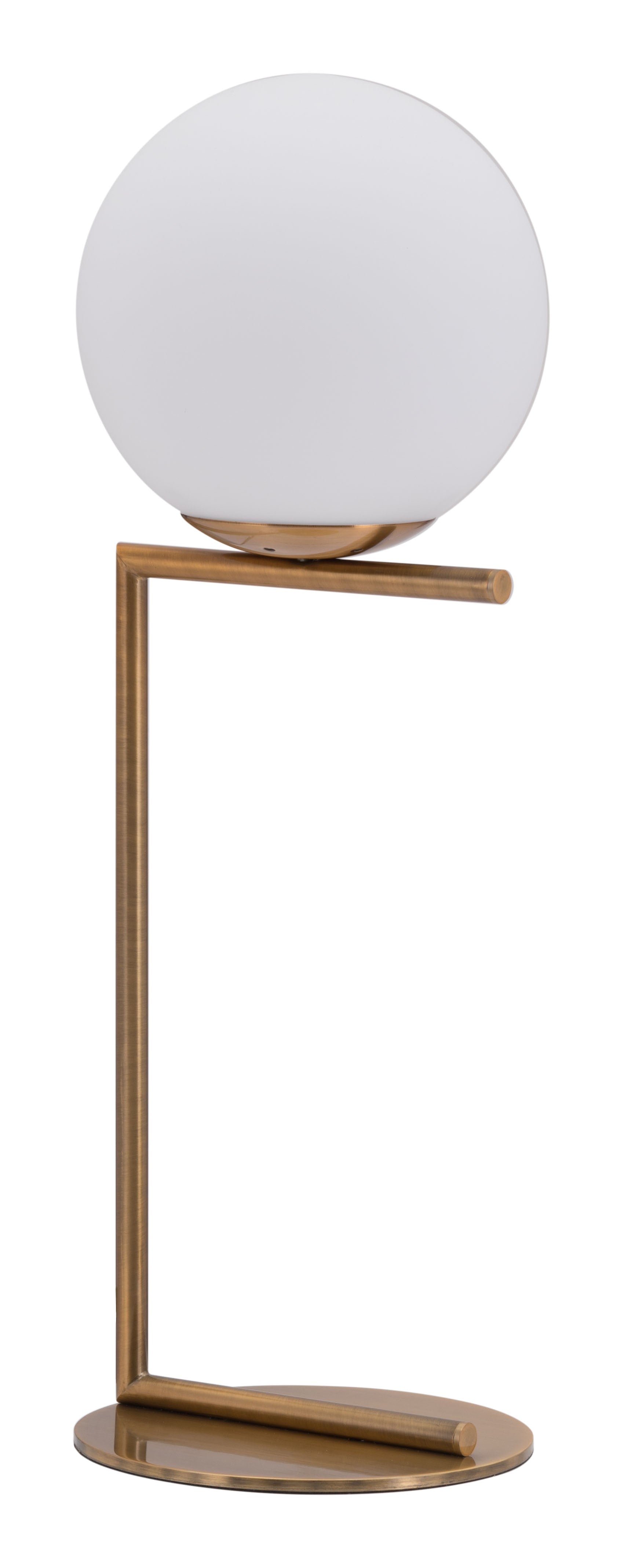 65" Brass Metal Bedside Table Lamp With Off White Globe Shade