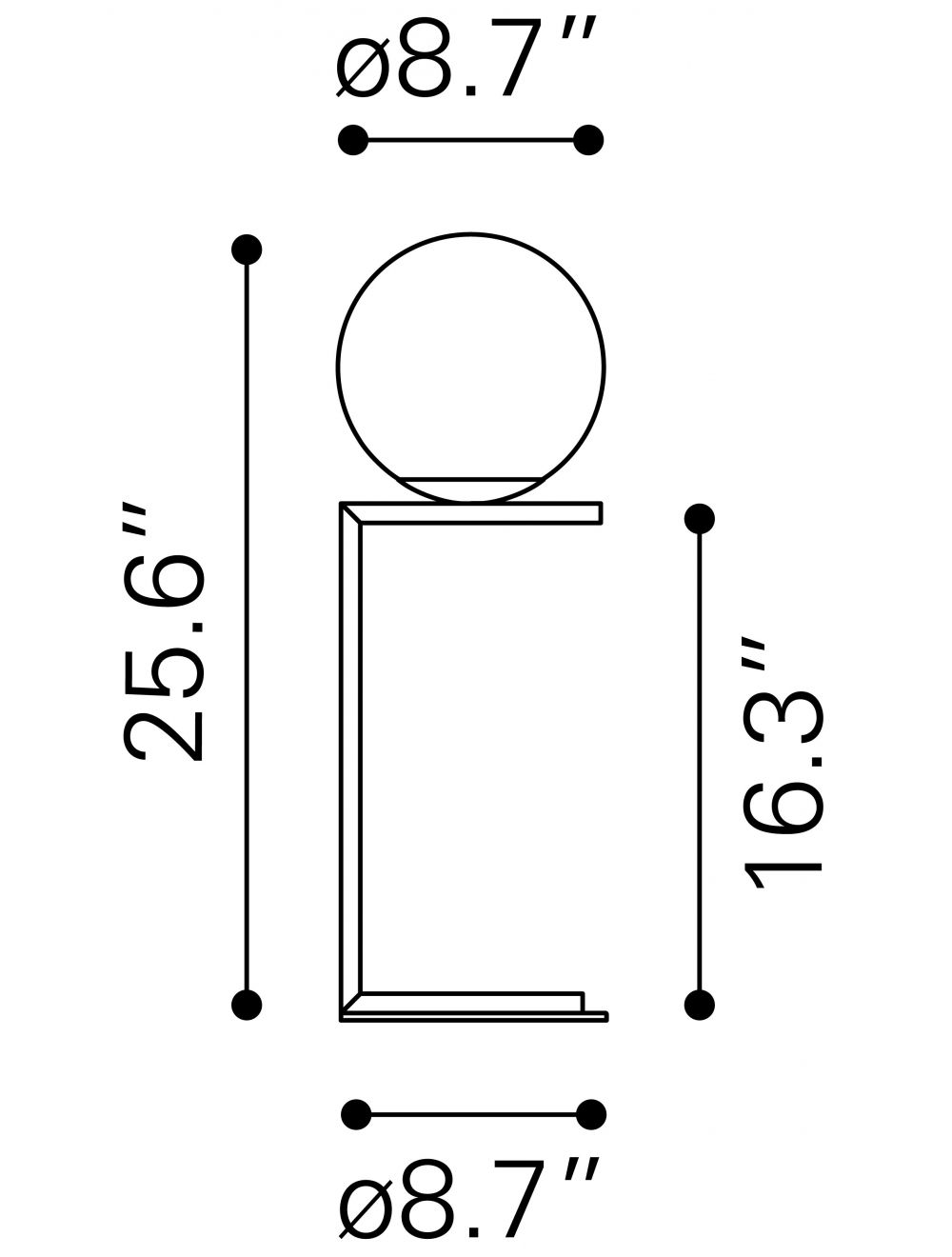 65" Brass Metal Bedside Table Lamp With Off White Globe Shade