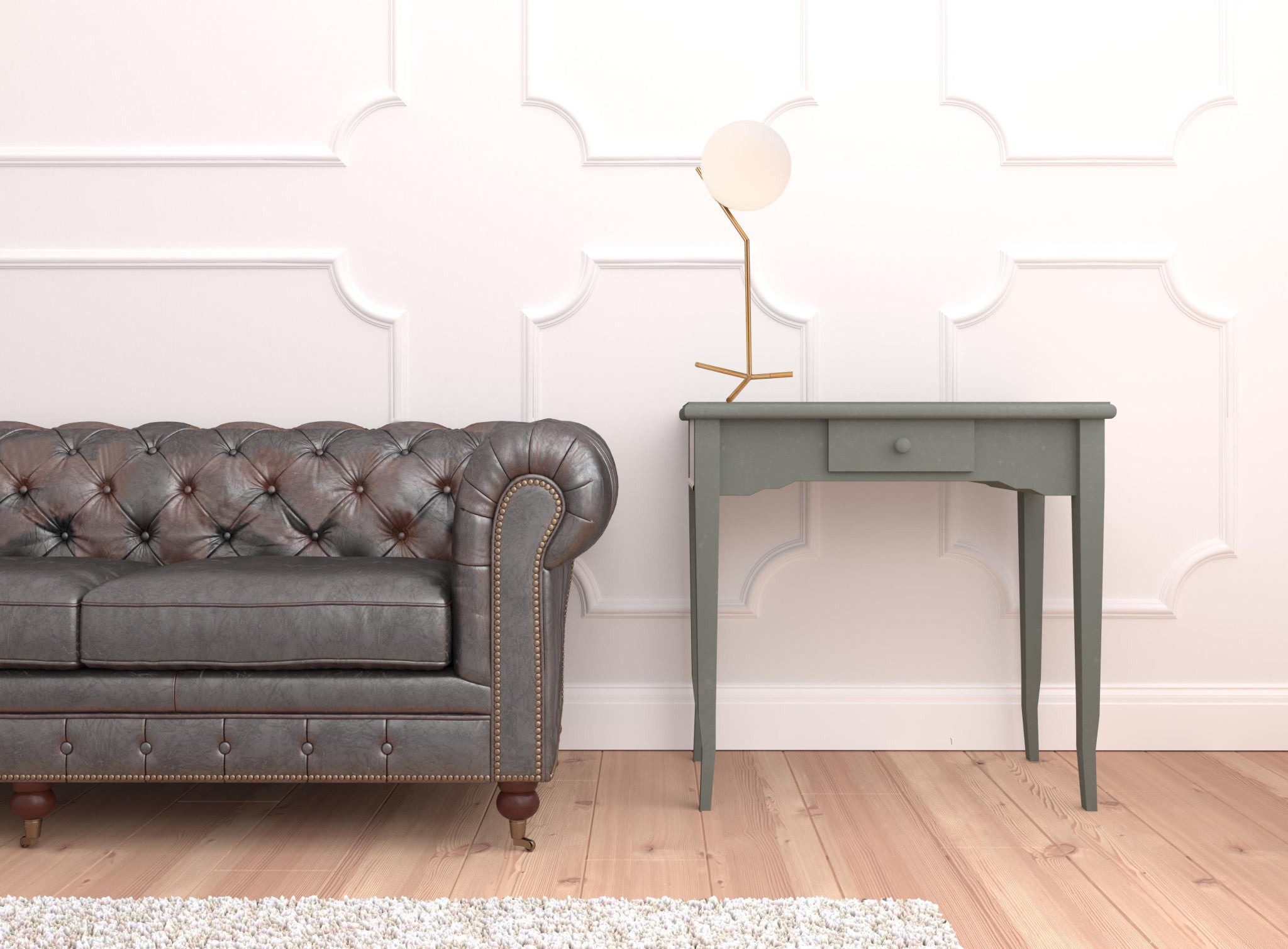 22" Gold Metal Bedside Table Lamp With Off White Globe Shade