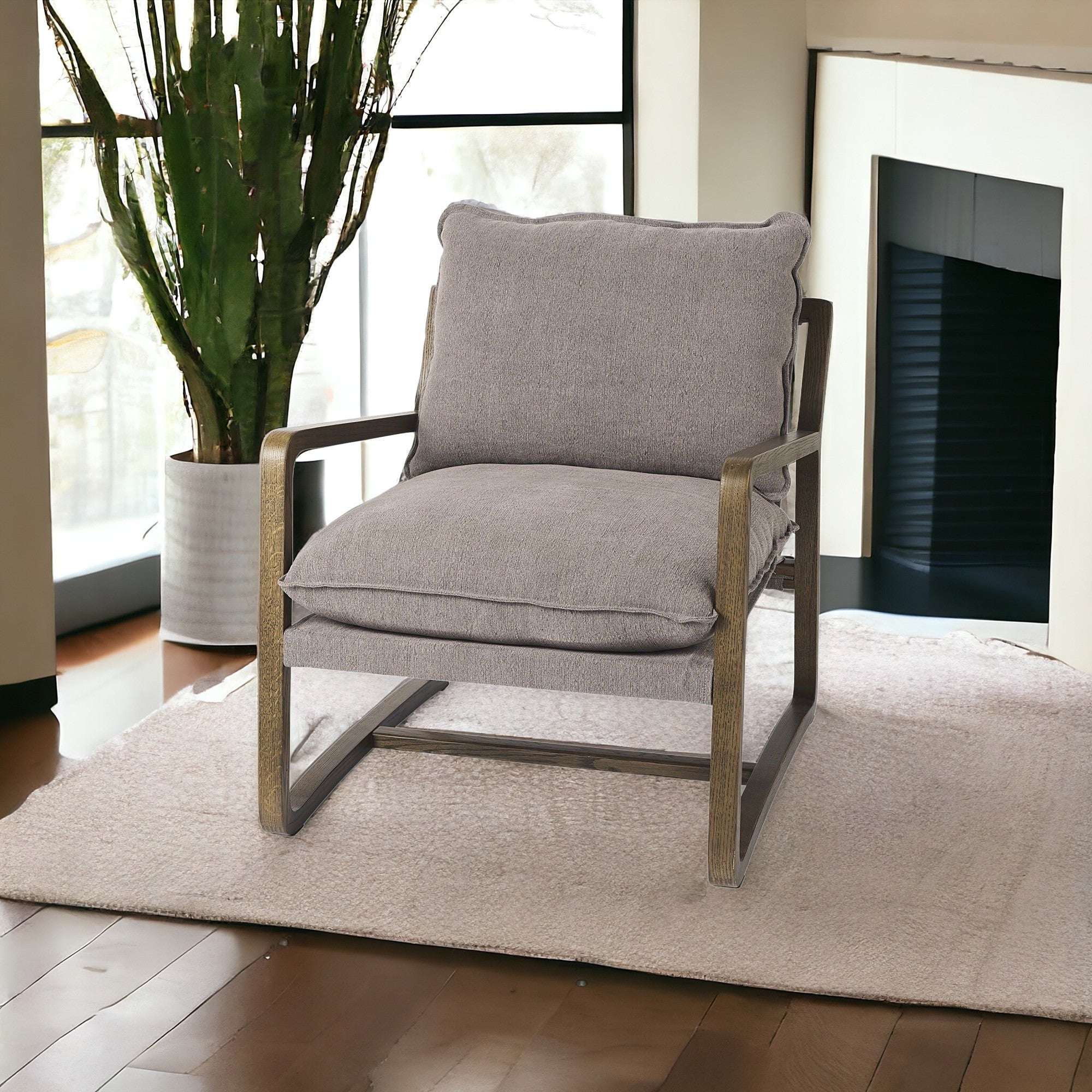Modern Rustic Cozy Black And Cream Accent Chair