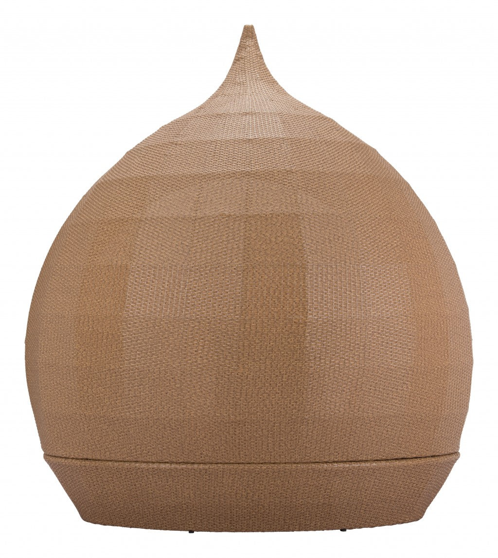 Sofá cama beige y natural con forma de lágrima