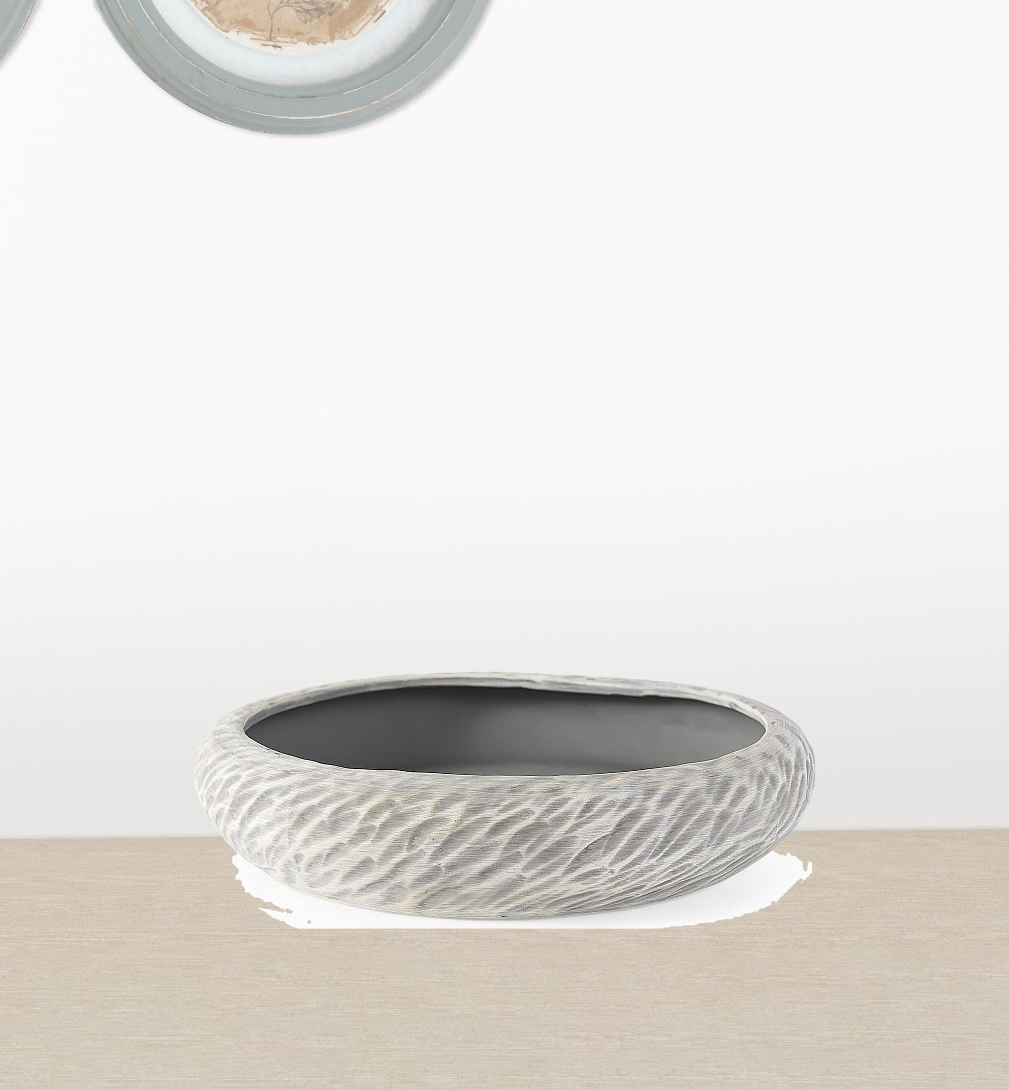 Light Gray Rippled Ceramic Bowl