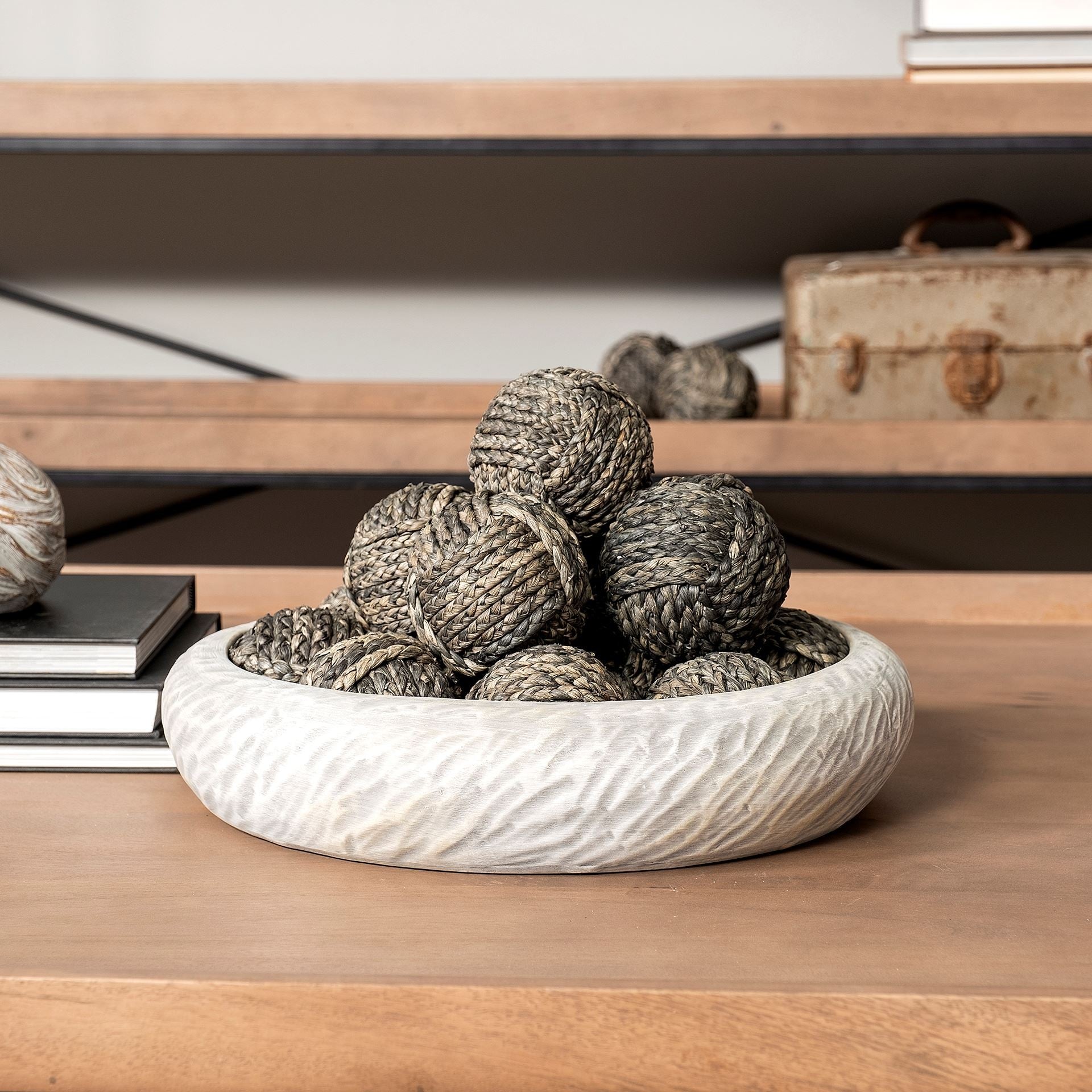 Light Gray Rippled Ceramic Bowl