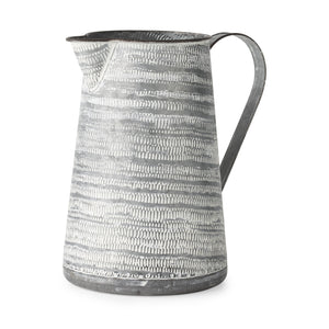 Gray And White Patterned Metal Jug