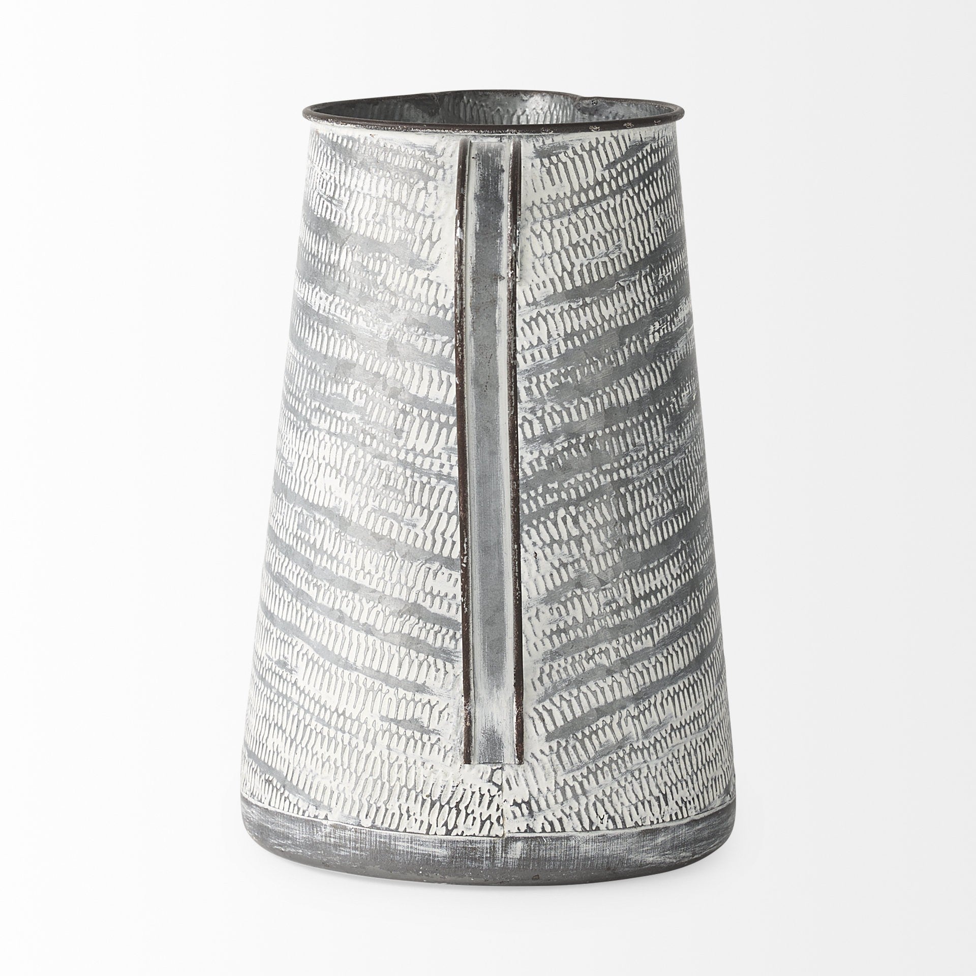 Gray And White Patterned Metal Jug