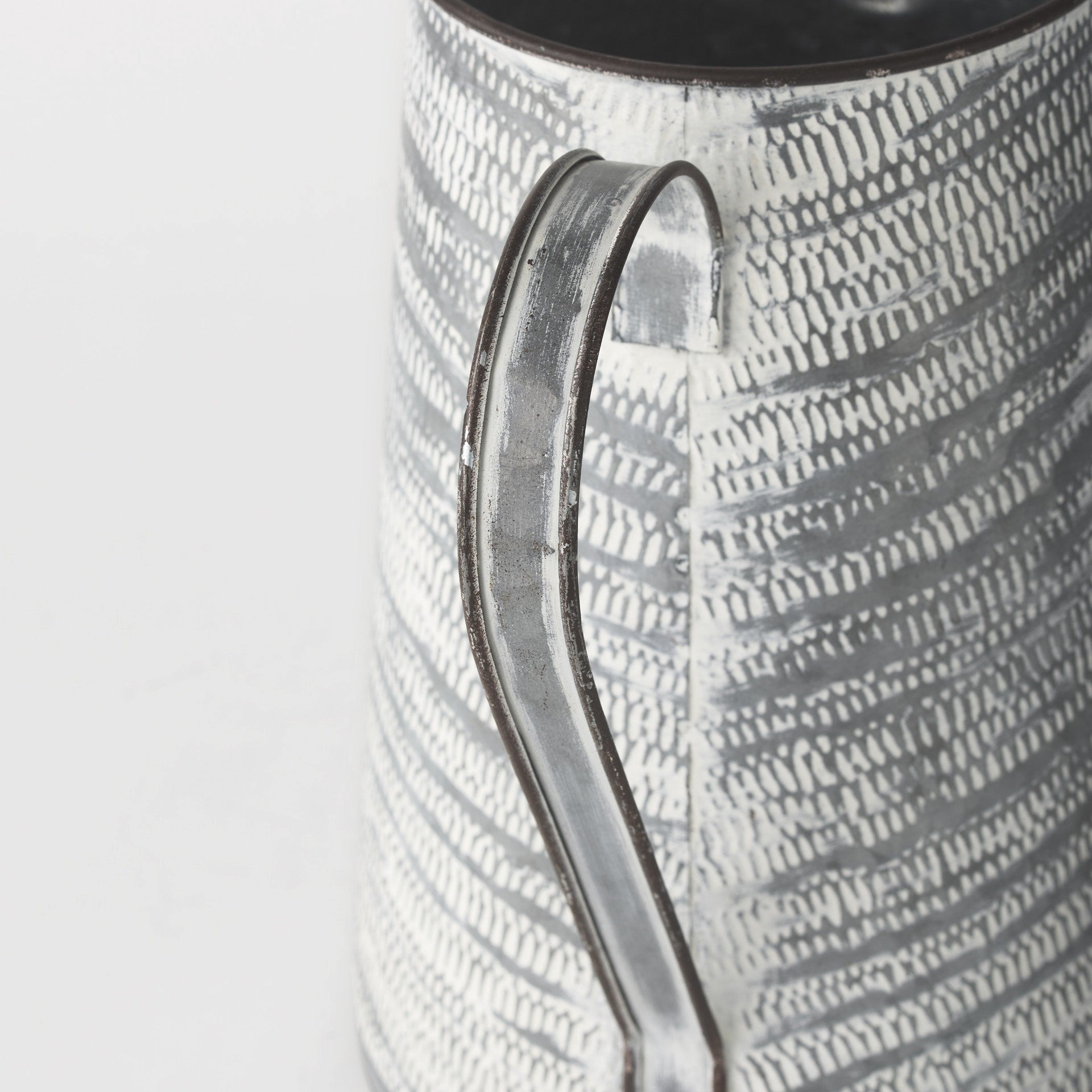 Gray And White Patterned Metal Jug