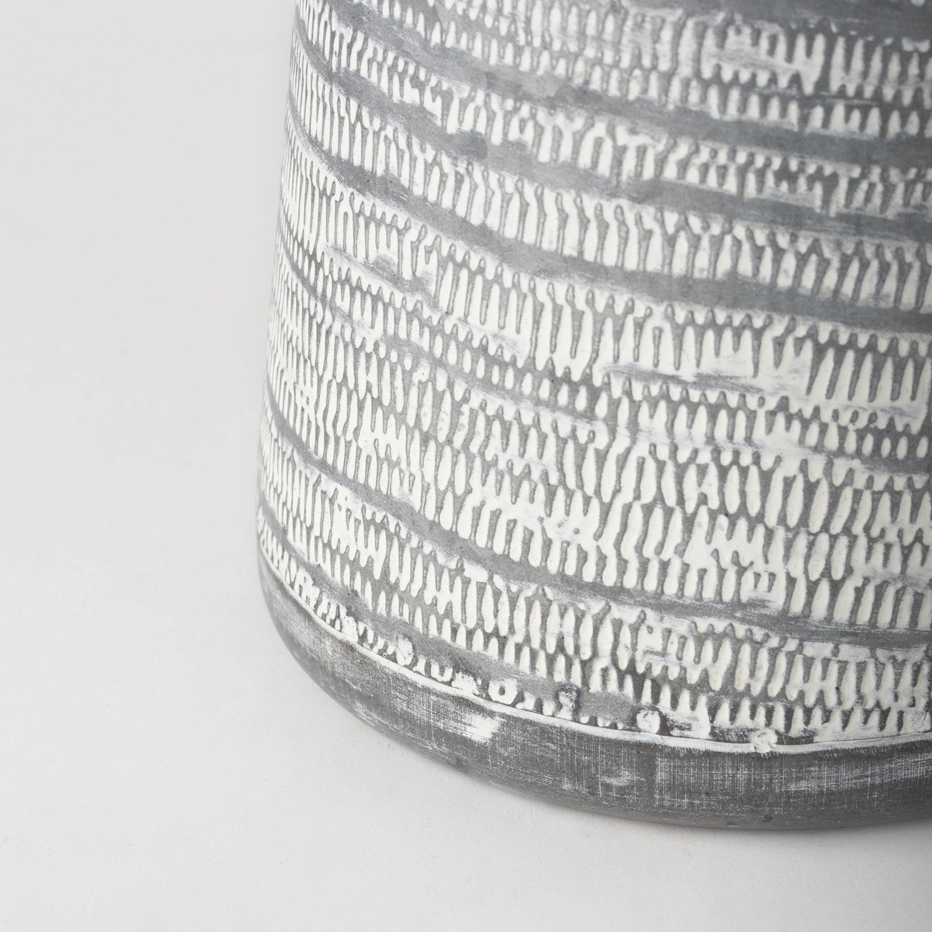 Gray And White Patterned Metal Jug