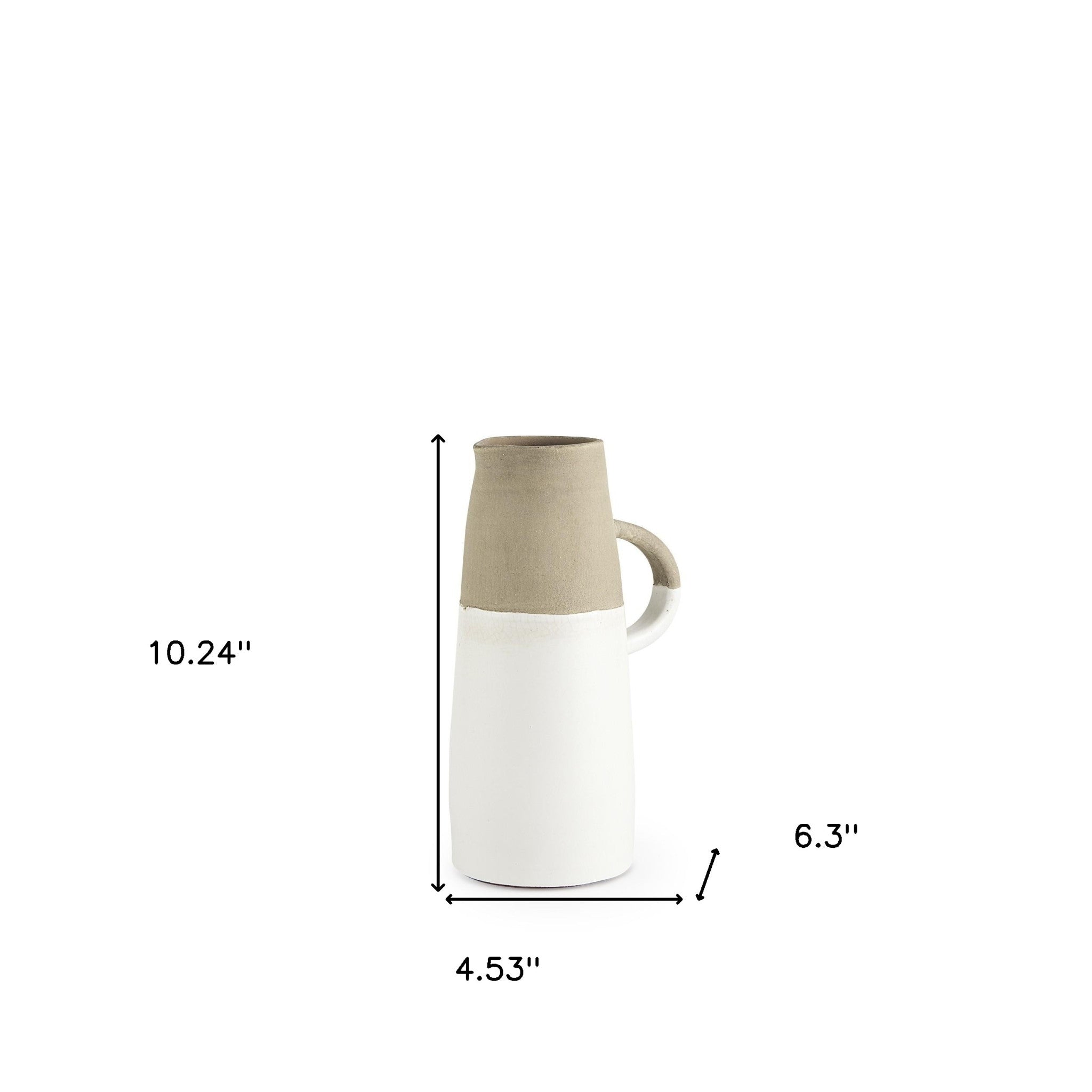 Rustic Organic White And Natural Decorative Jug 10"
